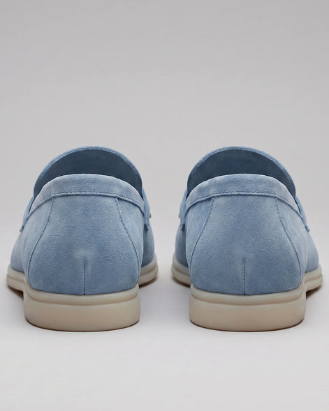 Suede Loafers Men Cowhide Tassel Slip-On, Sky Blue - Valedrian — view 4