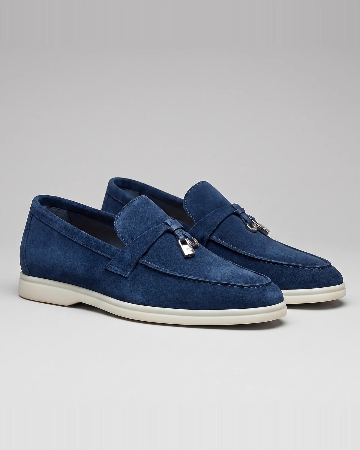 Suede Loafers Men Cowhide Tassel Slip-On, Sky Blue - Valedrian — view 7