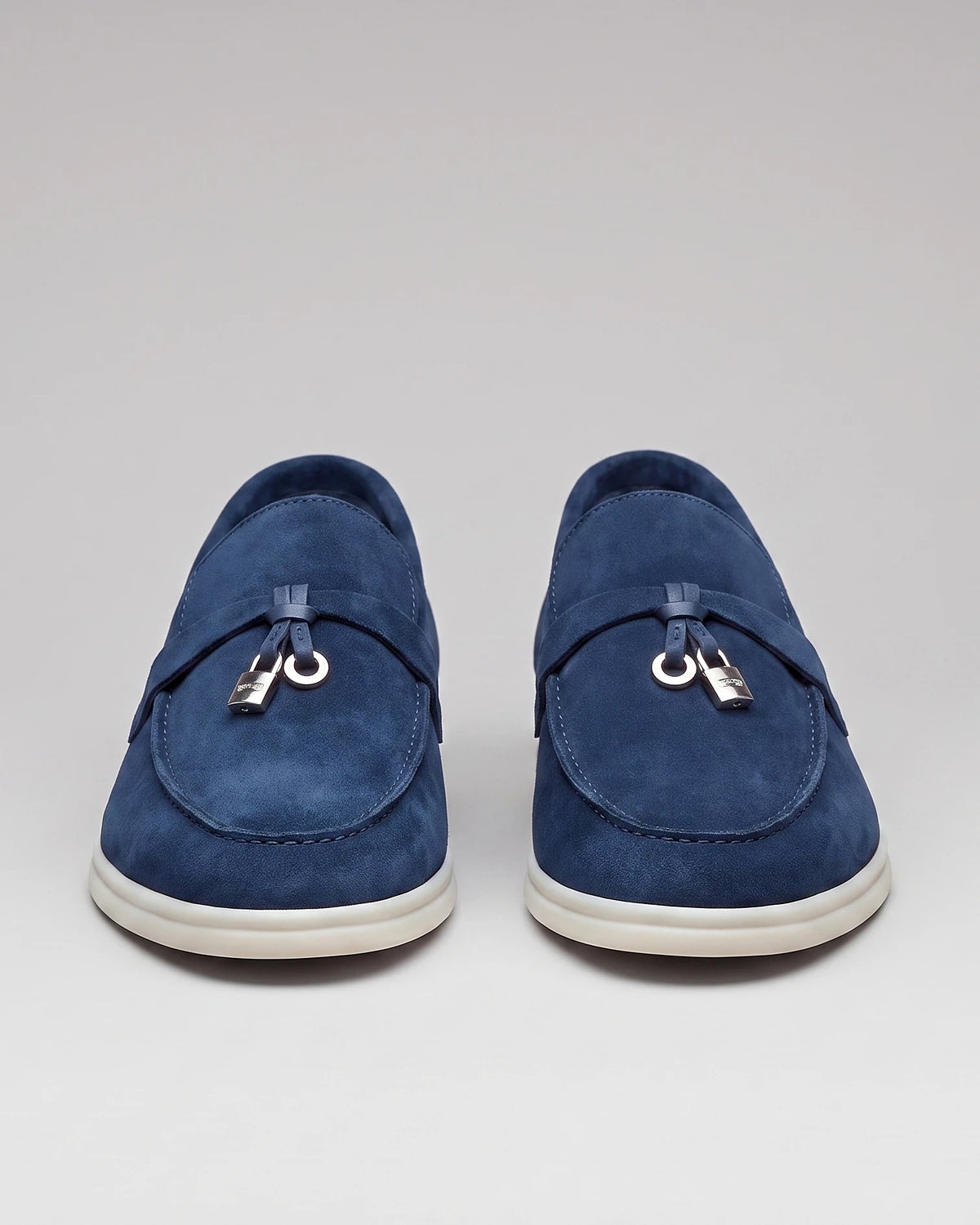 Suede Loafers Men Cowhide Tassel Slip-On, Sky Blue - Valedrian — view 8