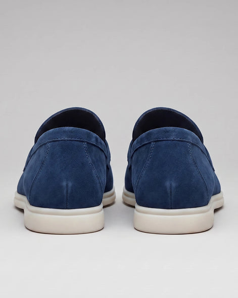 Suede Loafers Men Cowhide Tassel Slip-On, Sky Blue - Valedrian — view 9