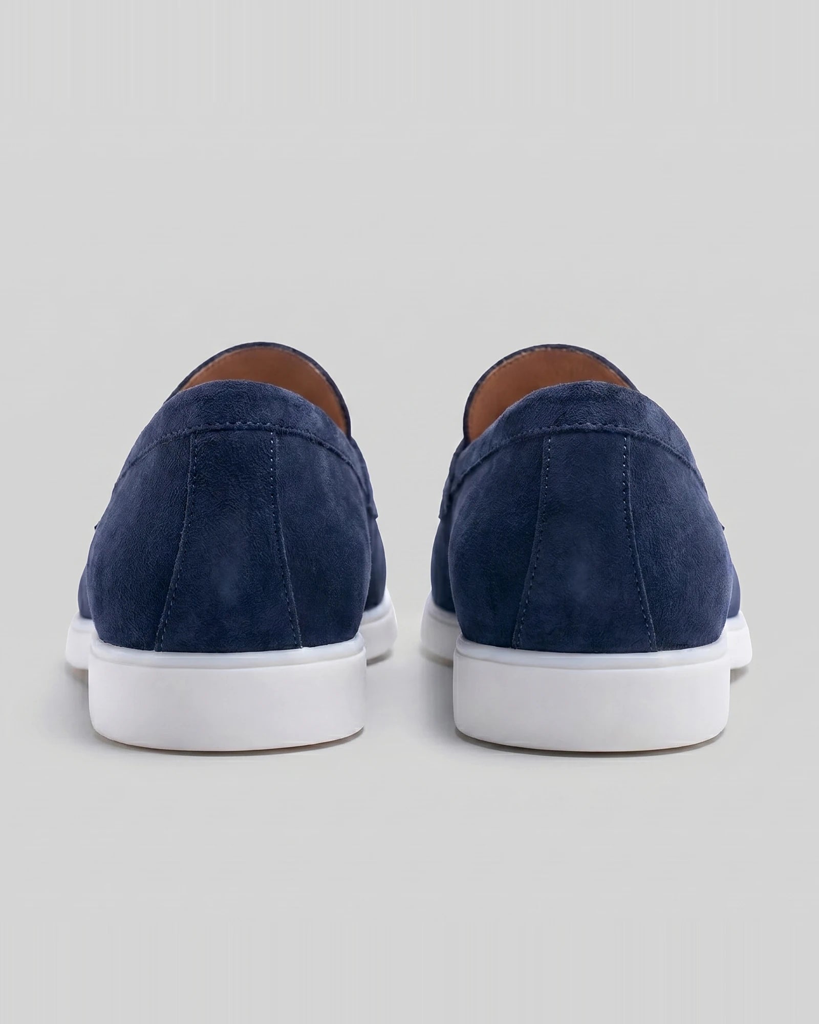 Suede Loafers Men Grey White Sole Penny Strap - Valedrian — view 13