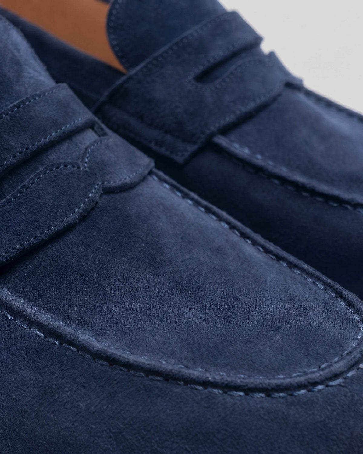 Suede Loafers Men Grey White Sole Penny Strap - Valedrian — view 14