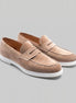 Suede Loafers Men Grey White Sole Penny Strap - Valedrian