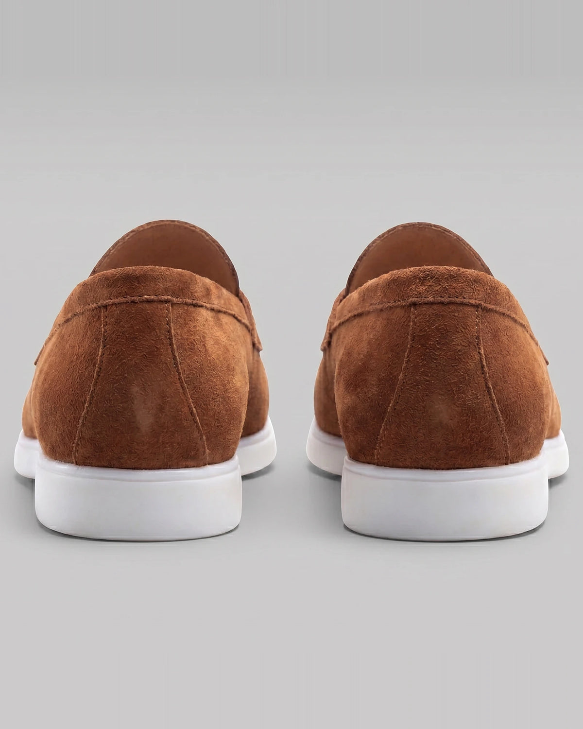 Suede Loafers Men Grey White Sole Penny Strap - Valedrian — view 23