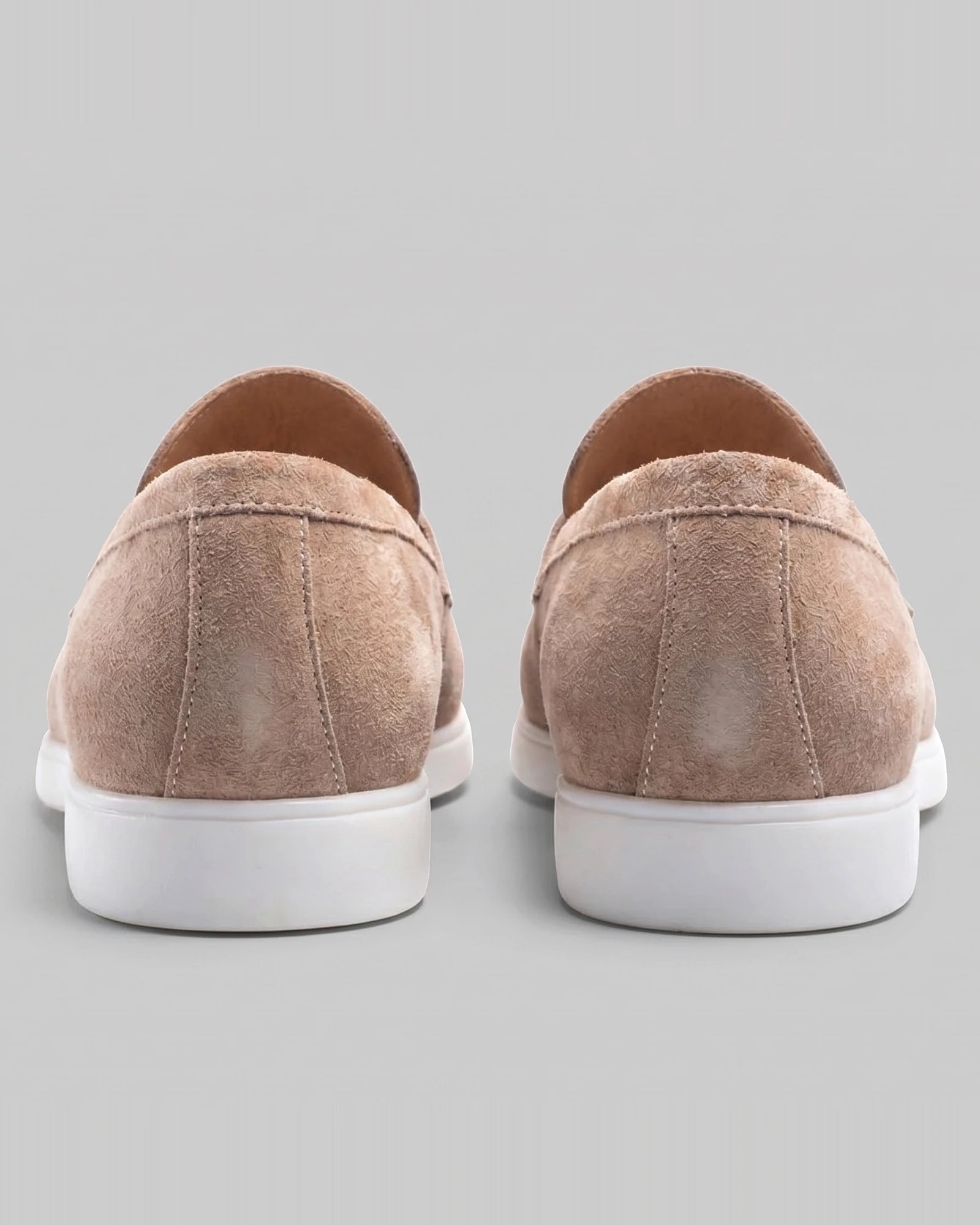 Suede Loafers Men Grey White Sole Penny Strap - Valedrian — view 3