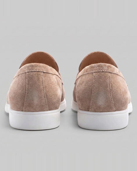 Suede Loafers Men Grey White Sole Penny Strap - Valedrian — view 3