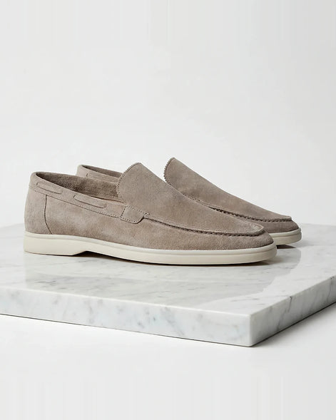 Suede Loafers Men Light Beige Slip-On - Valedrian