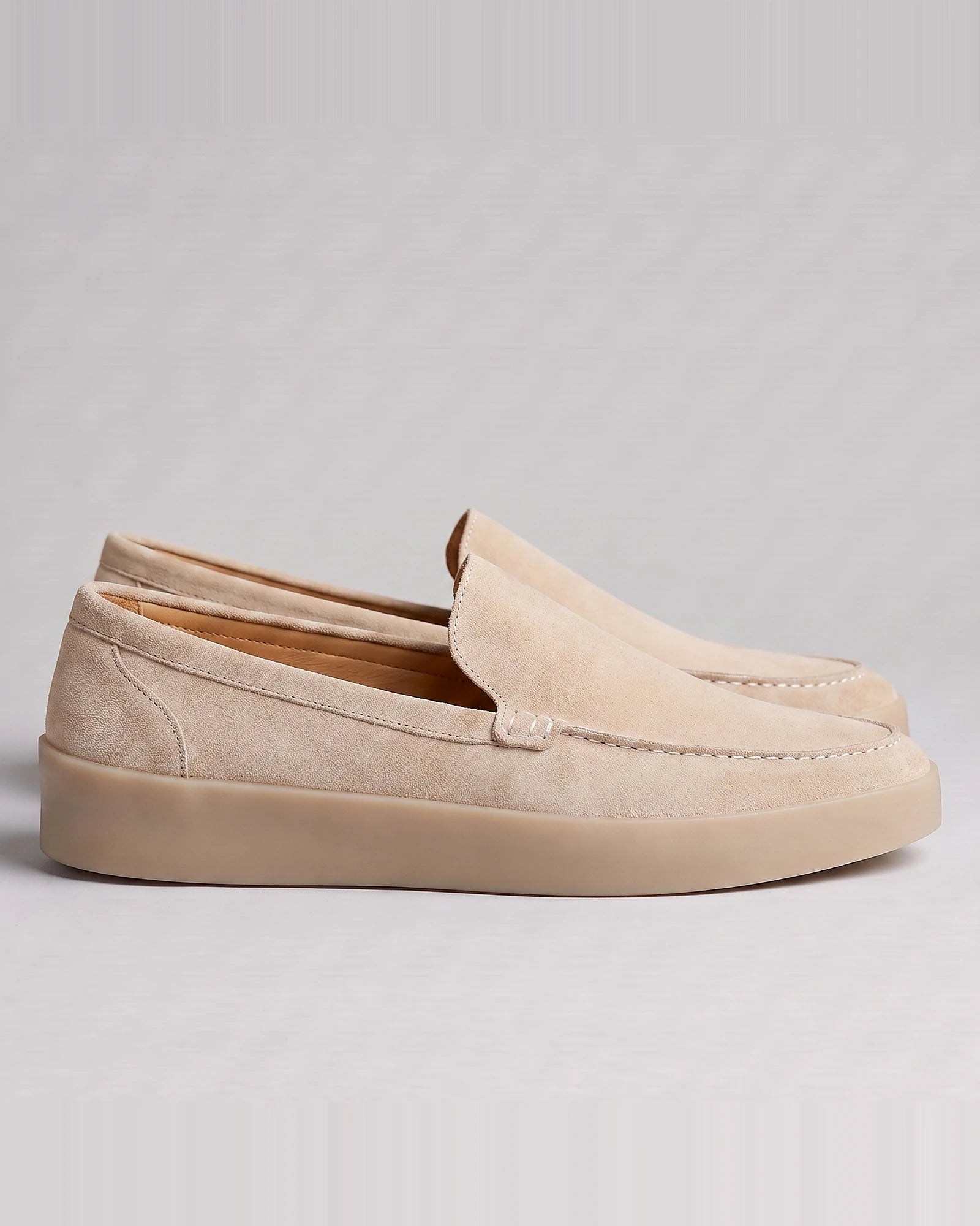 Suede Loafers Men Sheep Suede Slip-On Moc-Toe Sand - Valedrian — view 10