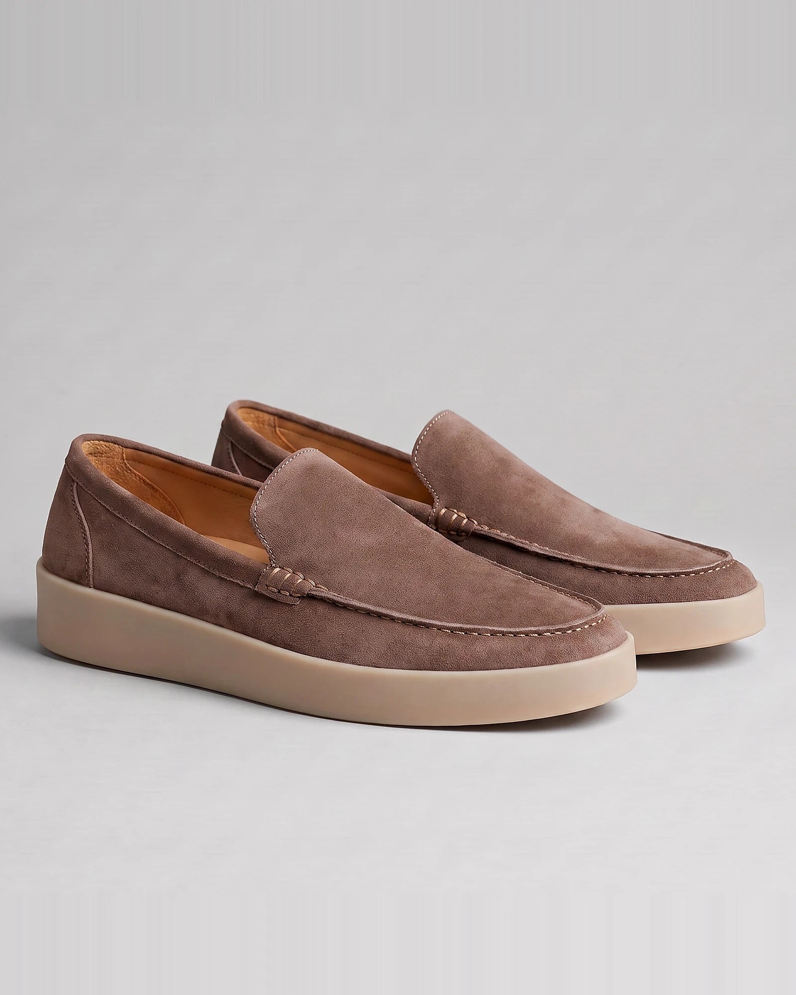 Suede Loafers Men Sheep Suede Slip-On Moc-Toe Sand - Valedrian — view 19