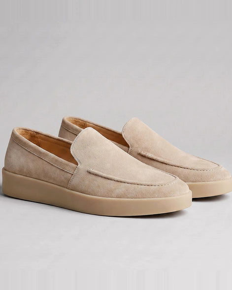 Suede Loafers Men Sheep Suede Slip-On Moc-Toe Sand - Valedrian