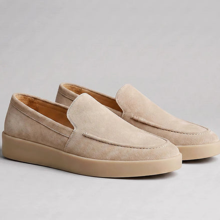 Suede Loafers Men Sheep Suede Slip-On Moc-Toe Sand - Valedrian
