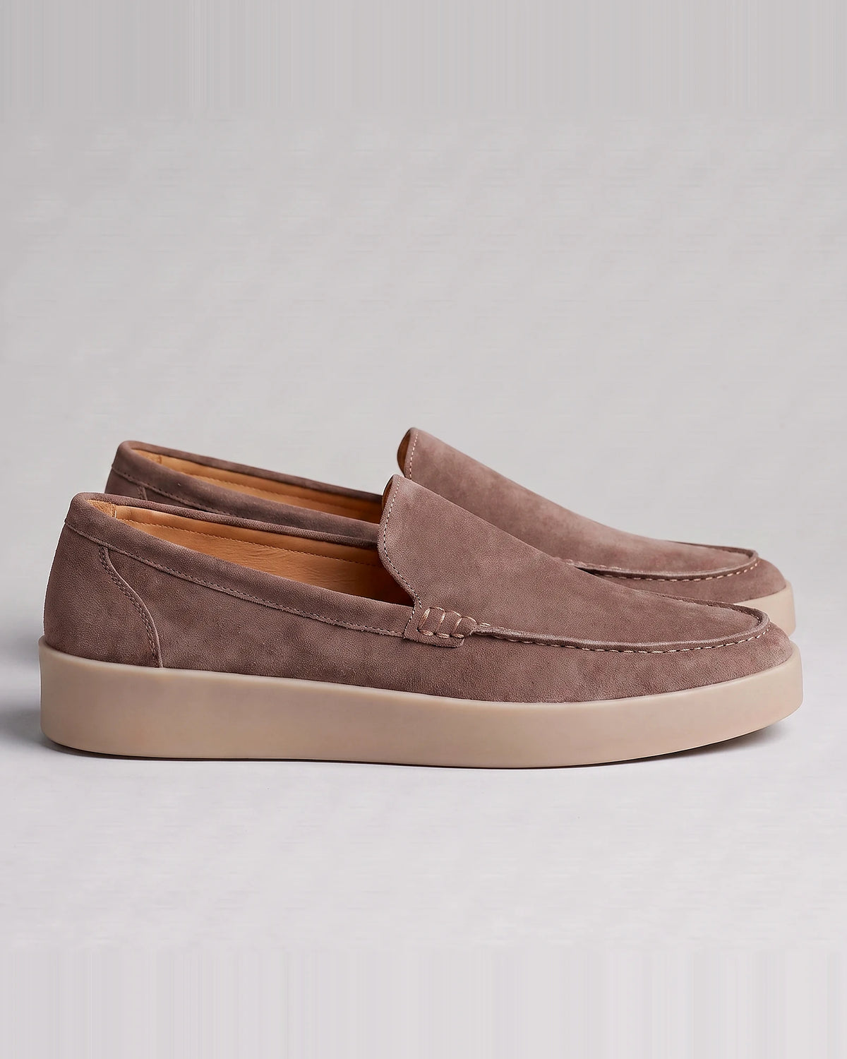 Suede Loafers Men Sheep Suede Slip-On Moc-Toe Sand - Valedrian — view 22