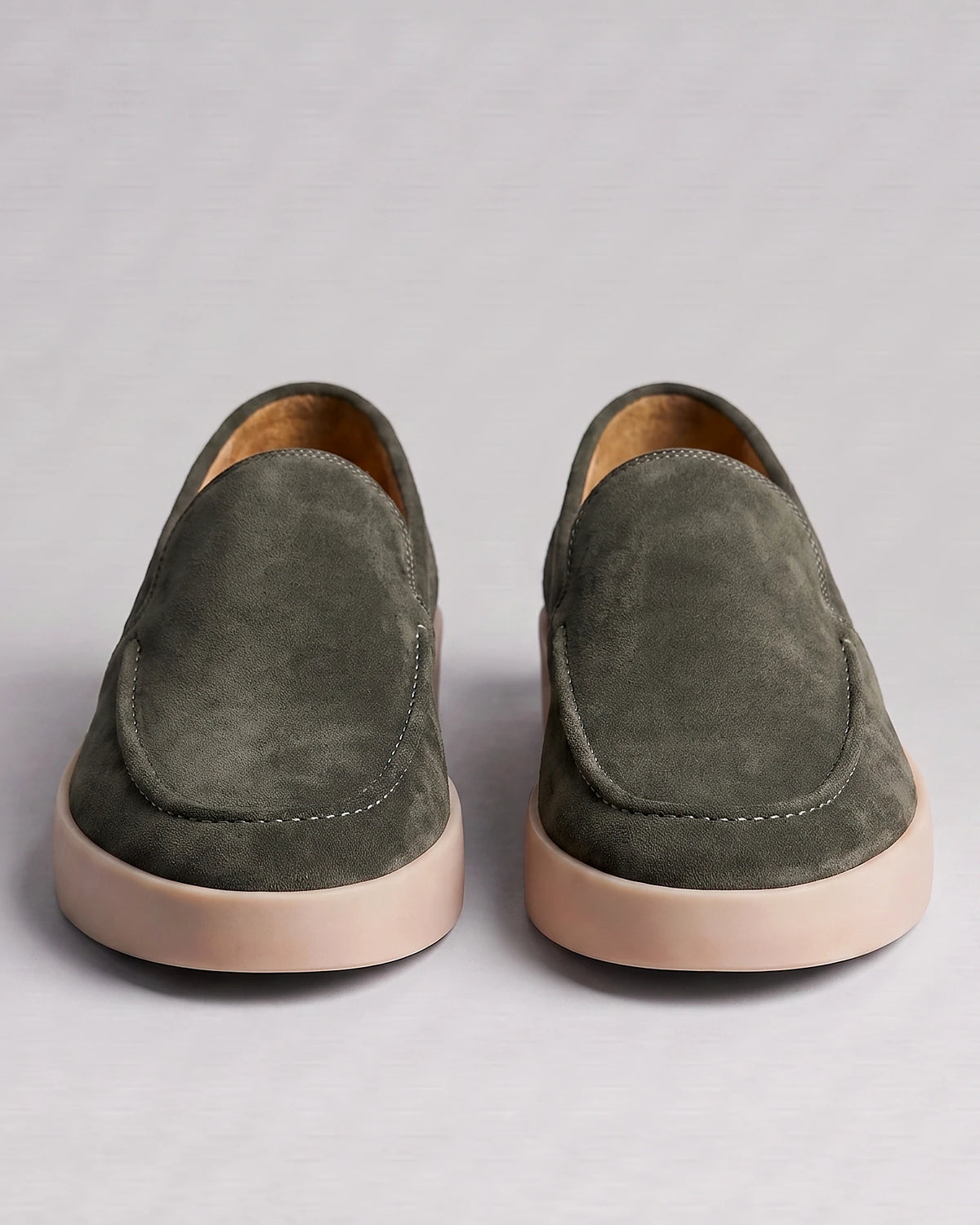 Suede Loafers Men Sheep Suede Slip-On Moc-Toe Sand - Valedrian — view 32