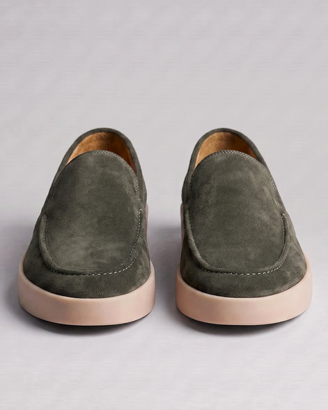 Suede Loafers Men Sheep Suede Slip-On Moc-Toe Sand - Valedrian — view 32