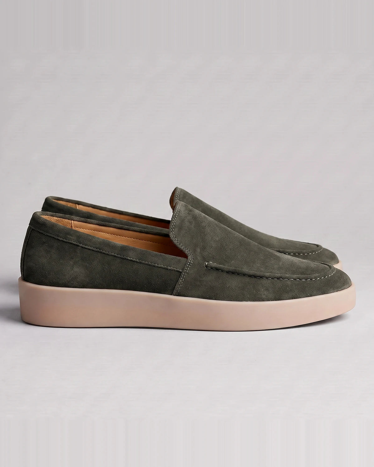 Suede Loafers Men Sheep Suede Slip-On Moc-Toe Sand - Valedrian — view 34