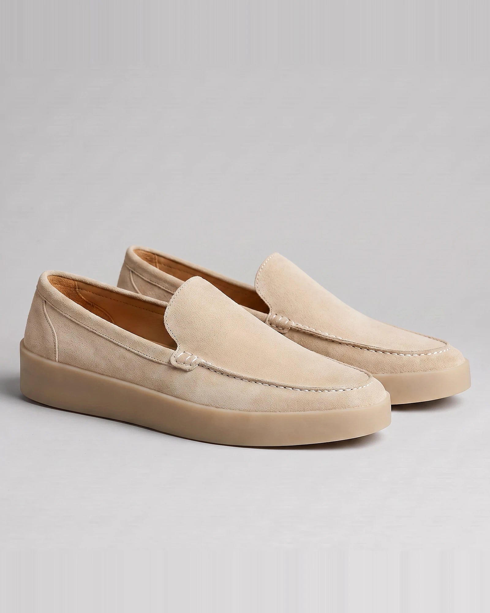 Suede Loafers Men Sheep Suede Slip-On Moc-Toe Sand - Valedrian — view 7