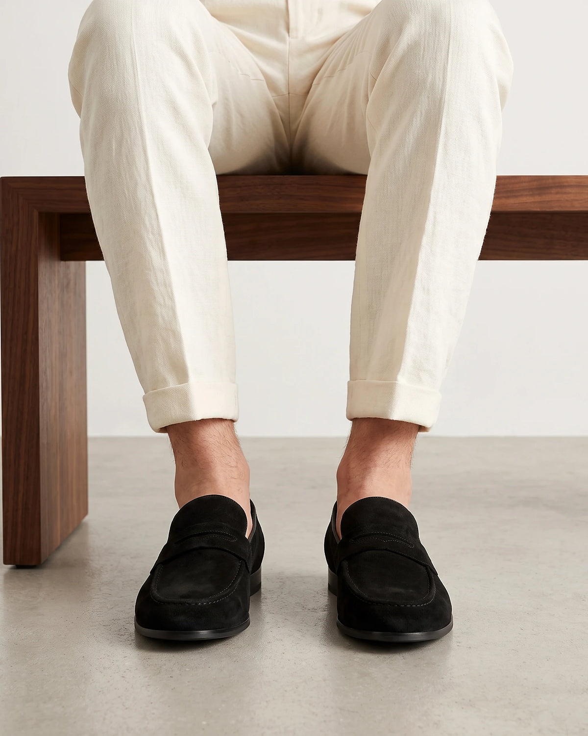 Suede Loafers Men Tan Penny Loafers PU Suede-Effect - Valedrian — view 15