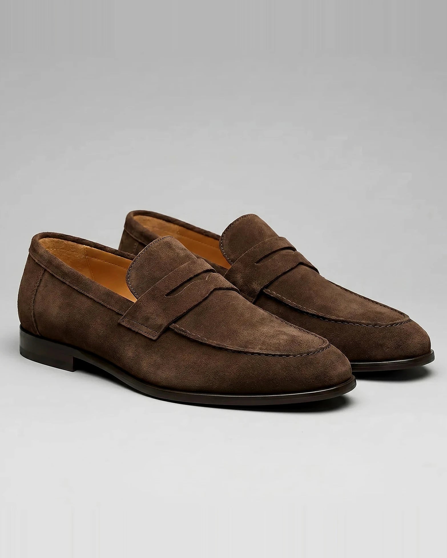 Suede Loafers Men Tan Penny Loafers PU Suede-Effect - Valedrian