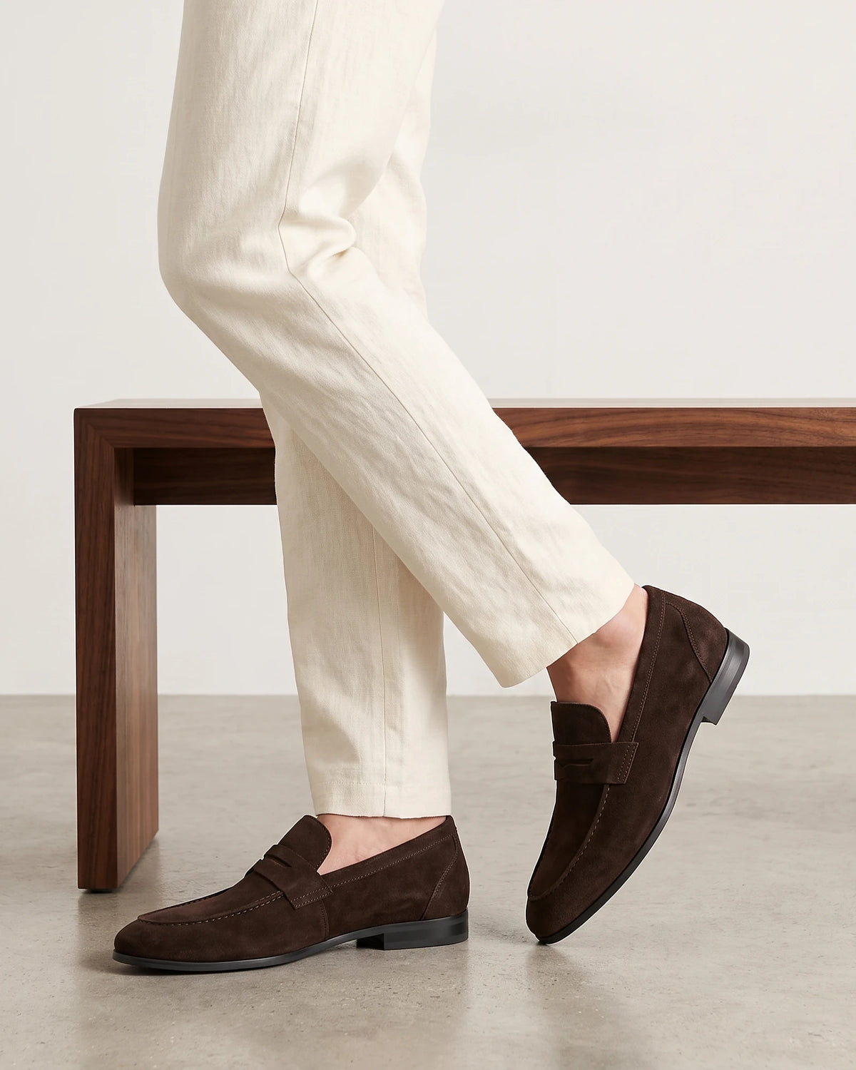 Suede Loafers Men Tan Penny Loafers PU Suede-Effect - Valedrian — view 21