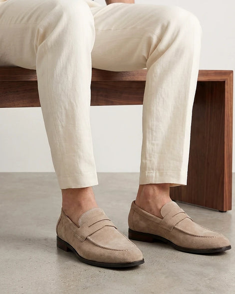 Suede Loafers Men Tan Penny Loafers PU Suede-Effect - Valedrian — view 27