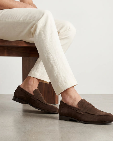 Suede Loafers Men Tan Penny Loafers PU Suede-Effect - Valedrian — view 3