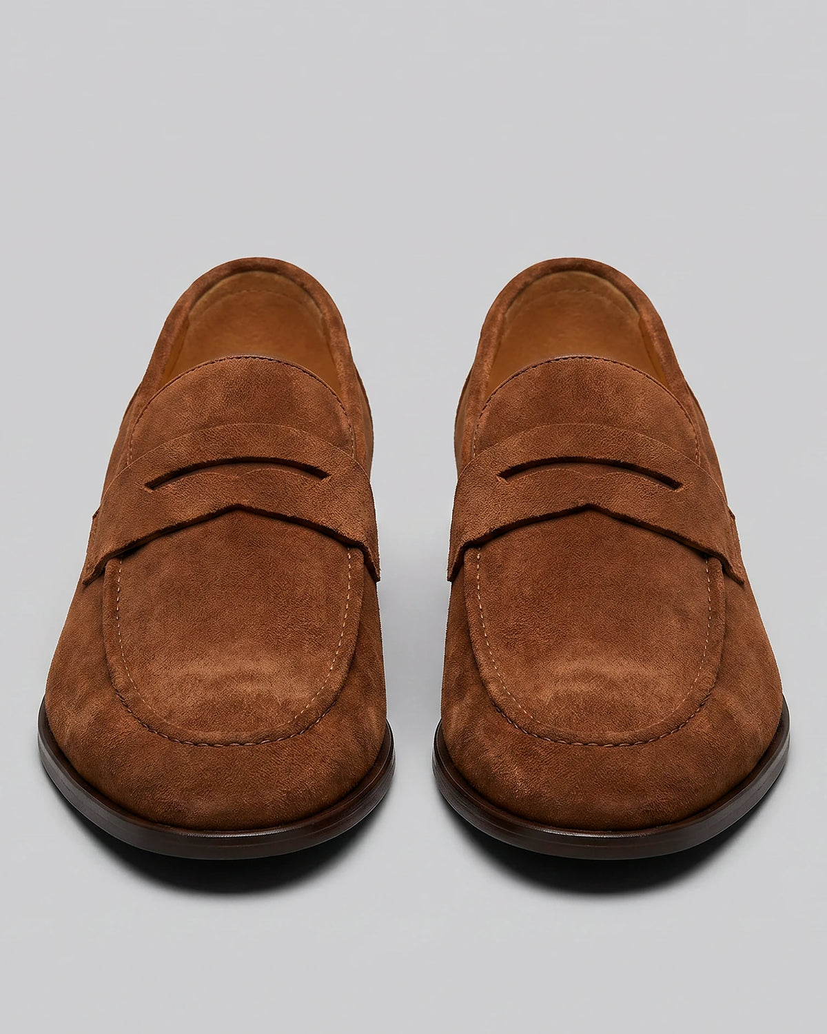 Suede Loafers Men Tan Penny Loafers PU Suede-Effect - Valedrian — view 36