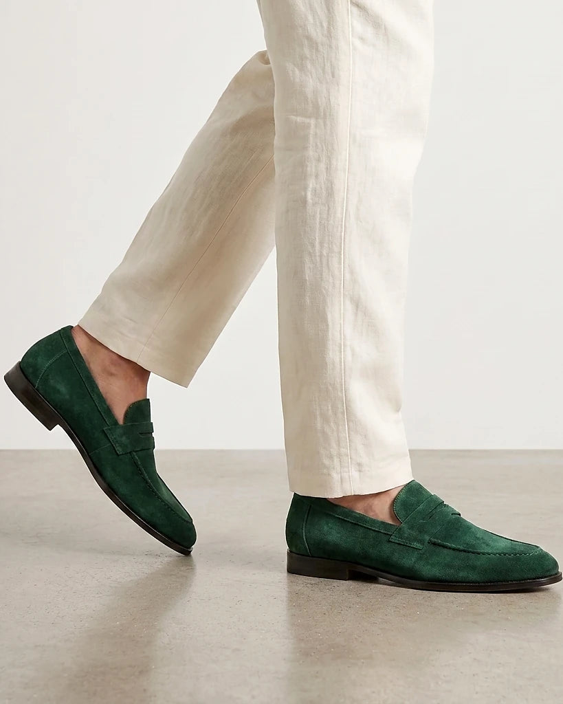 Suede Loafers Men Tan Penny Loafers PU Suede-Effect - Valedrian — view 39