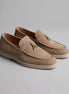 Suede Loafers Men Taupe Brown Buckle Strap Slip-On | Valedrian