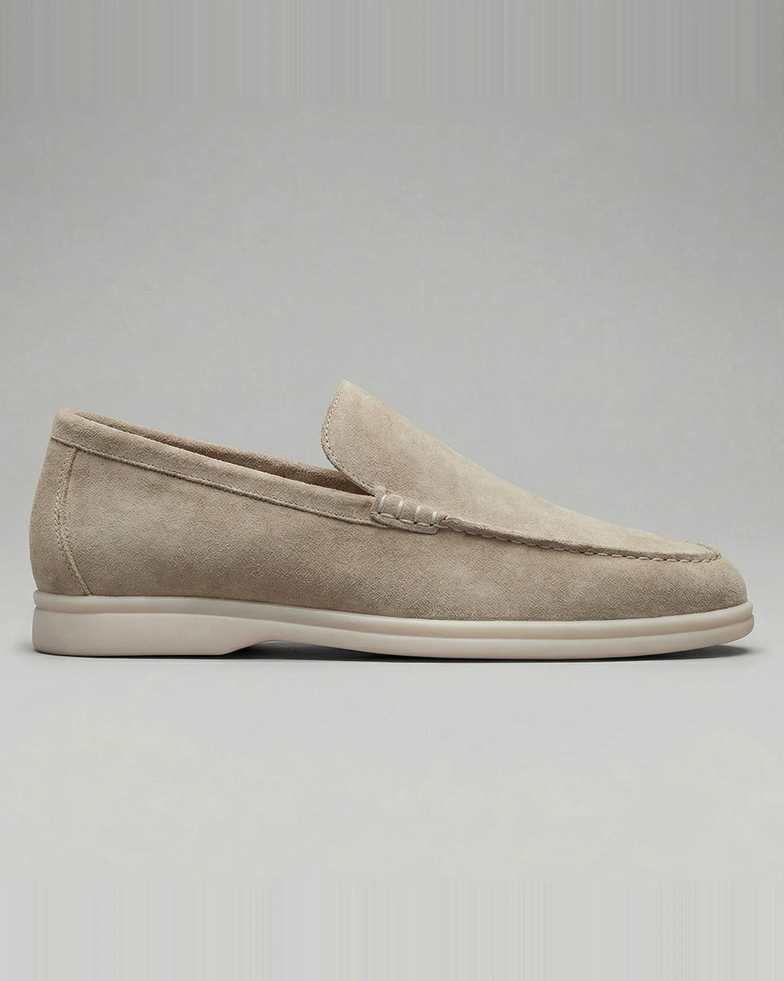 Suede Loafers Men's Slip-On Beige with Rubber Sole - Valedrian — view 12