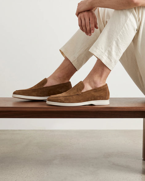 Suede Loafers Men's Slip-On Beige with Rubber Sole - Valedrian — view 18