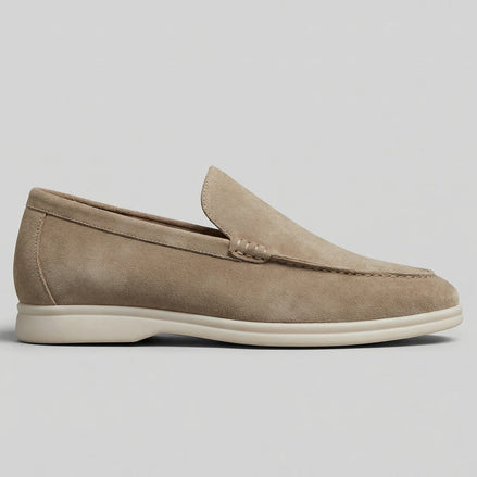 Suede Loafers Men's Slip-On Beige with Rubber Sole - Valedrian — view 2