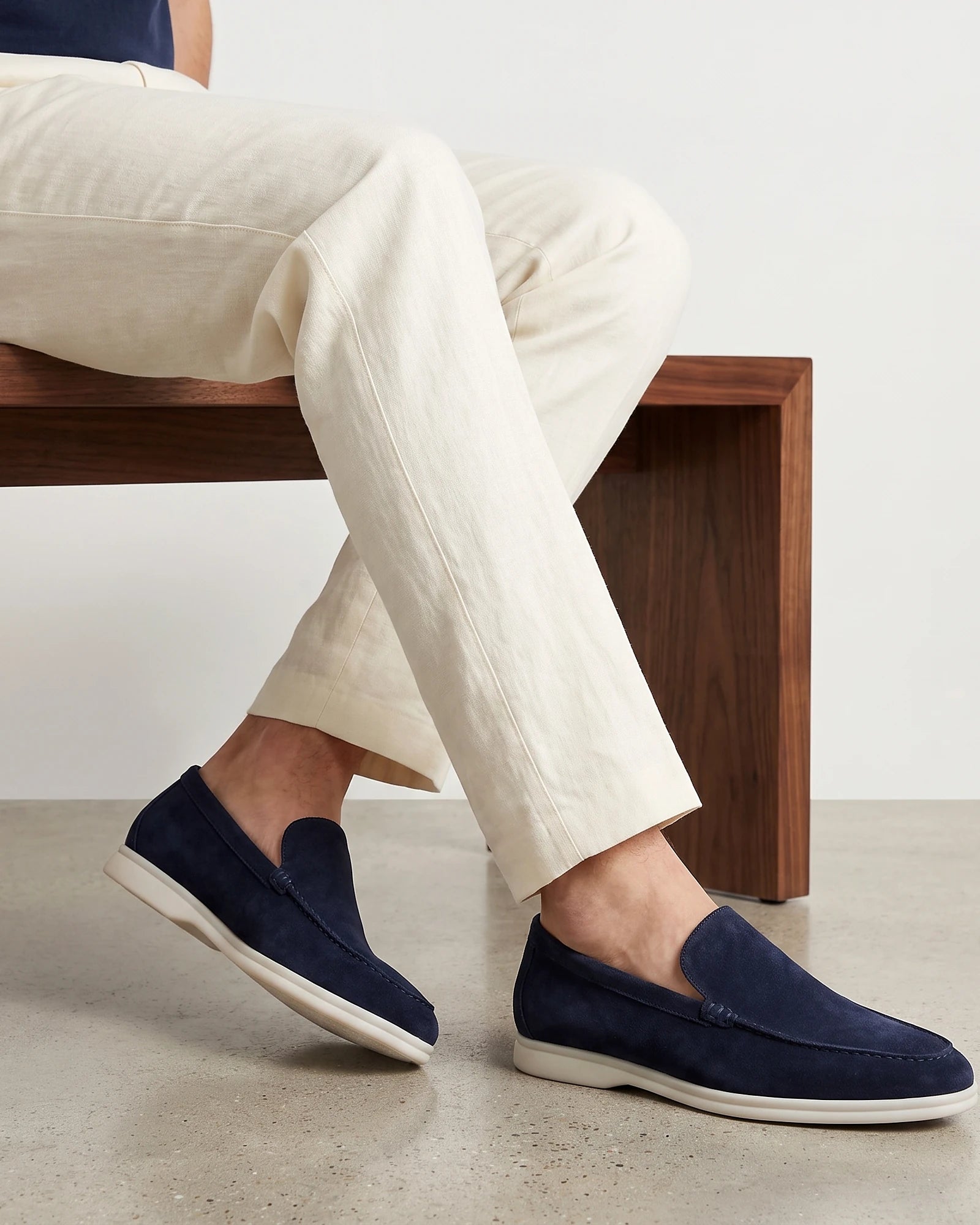 Suede Loafers Men's Slip-On Beige with Rubber Sole - Valedrian — view 8