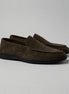 Suede Loafers Men's Slip-On in Olive with Cushioned Insole - Valedrian