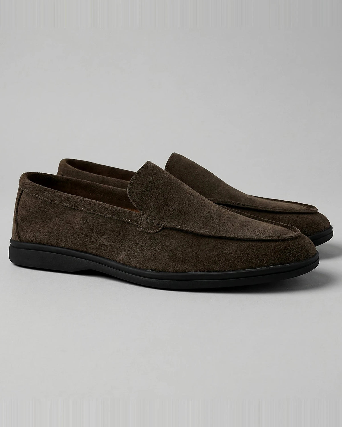 Suede Loafers Men's Slip-On in Olive with Cushioned Insole - Valedrian