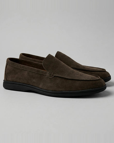 Suede Loafers Men's Slip-On in Olive with Cushioned Insole - Valedrian