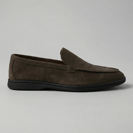 Suede Loafers Men's Slip-On in Olive with Cushioned Insole - Valedrian — view 2