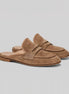 Suede Penny Loafers Men Backless Beige Slip-On - Valedrian