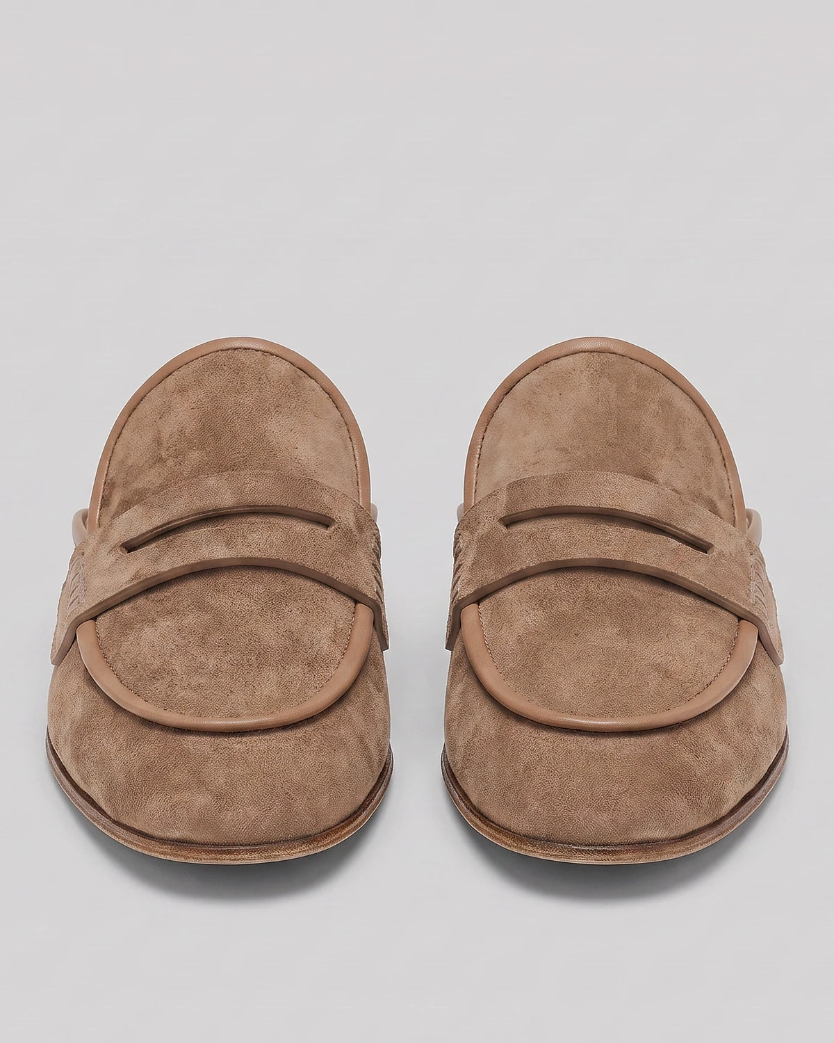 Suede Penny Loafers Men Backless Beige Slip-On - Valedrian — view 2