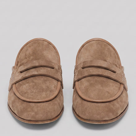 Suede Penny Loafers Men Backless Beige Slip-On - Valedrian — view 2
