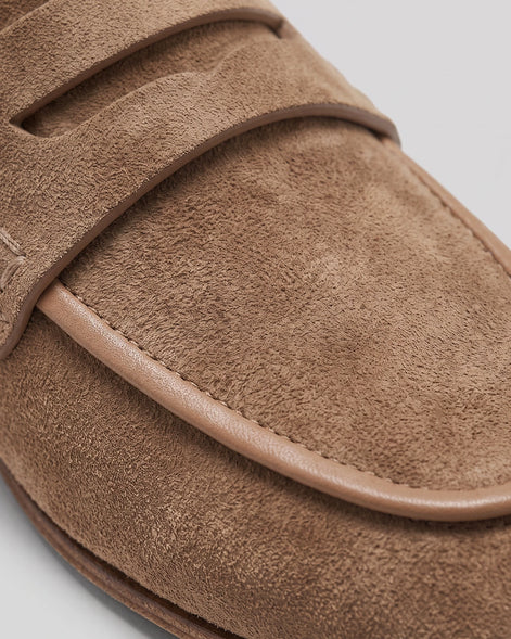 Suede Penny Loafers Men Backless Beige Slip-On - Valedrian — view 5