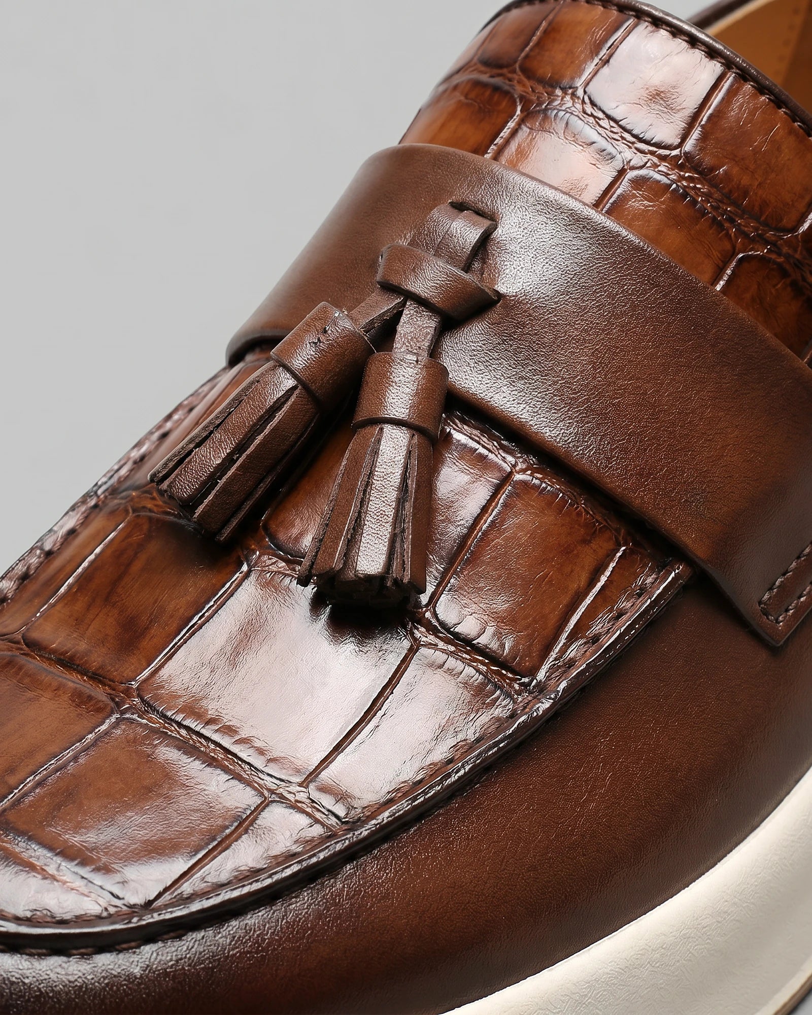 Tassel Platform Loafers Men Black Brown PU Chunky Sole - Valedrian — view 10