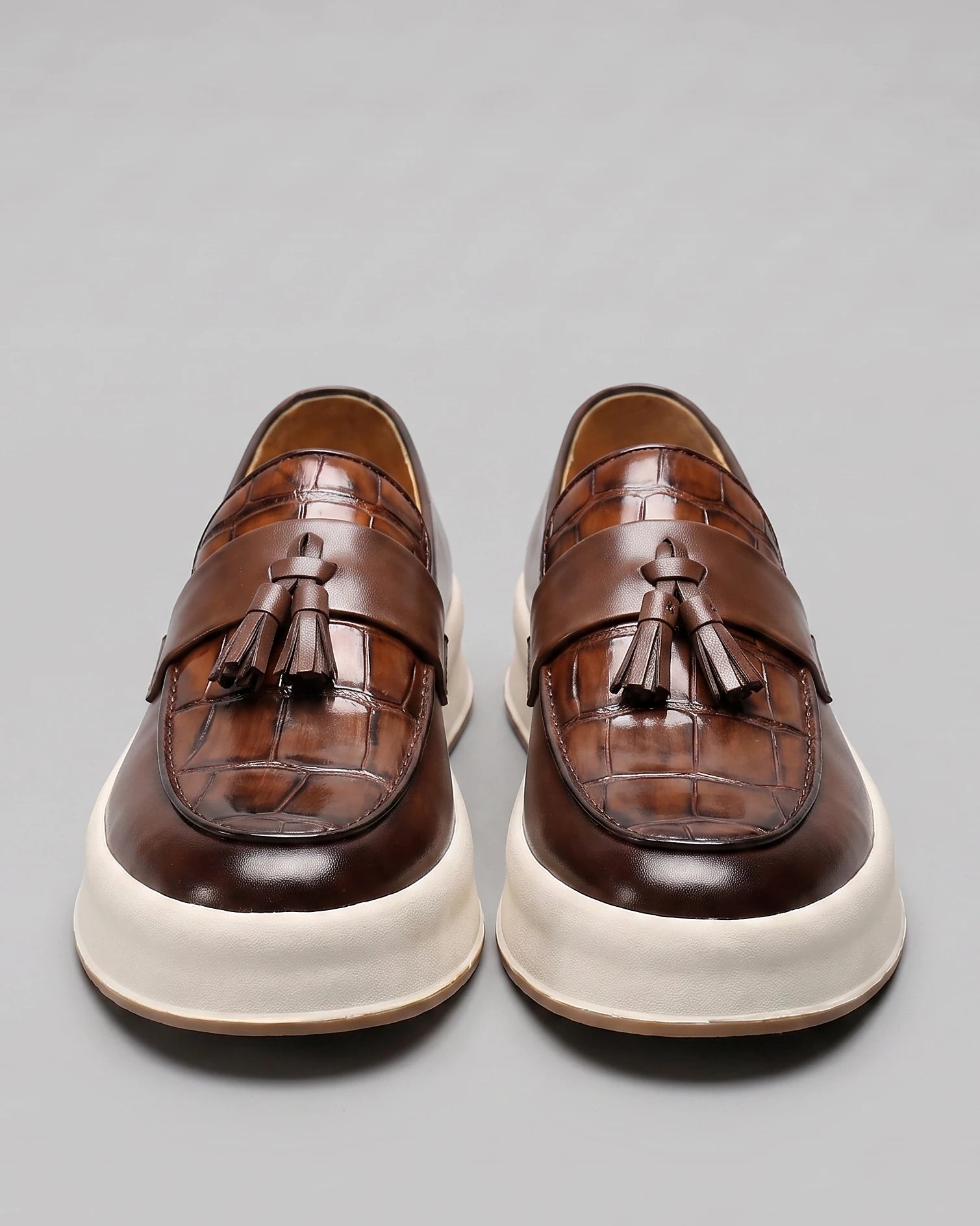 Tassel Platform Loafers Men Black Brown PU Chunky Sole - Valedrian — view 7