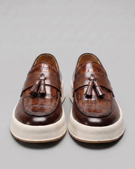 Tassel Platform Loafers Men Black Brown PU Chunky Sole - Valedrian — view 7